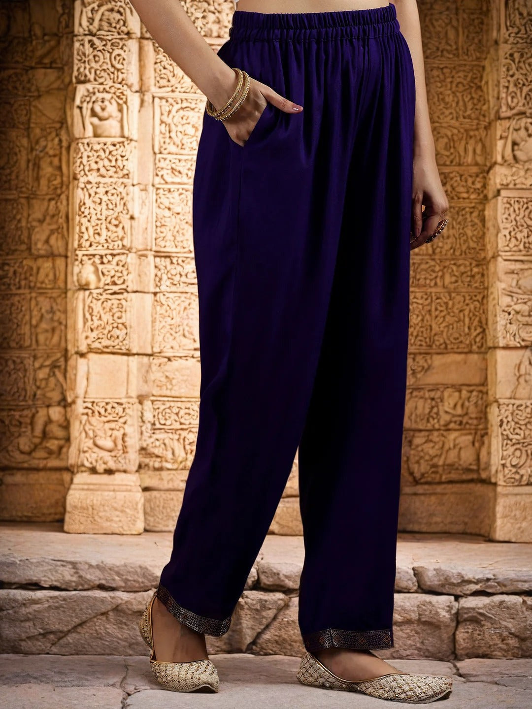 PURPLE COLOURED WOMEN'S SILK KURTA WITH DUPATTA SET