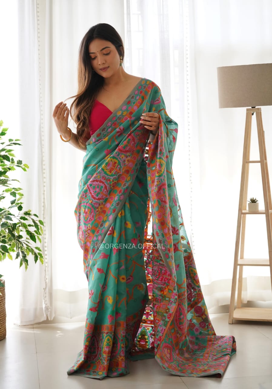 KASHMIRI WEAVING MULTIPLE COLOR THREAD WEAVING PURE ZARI WEAVING RAMA