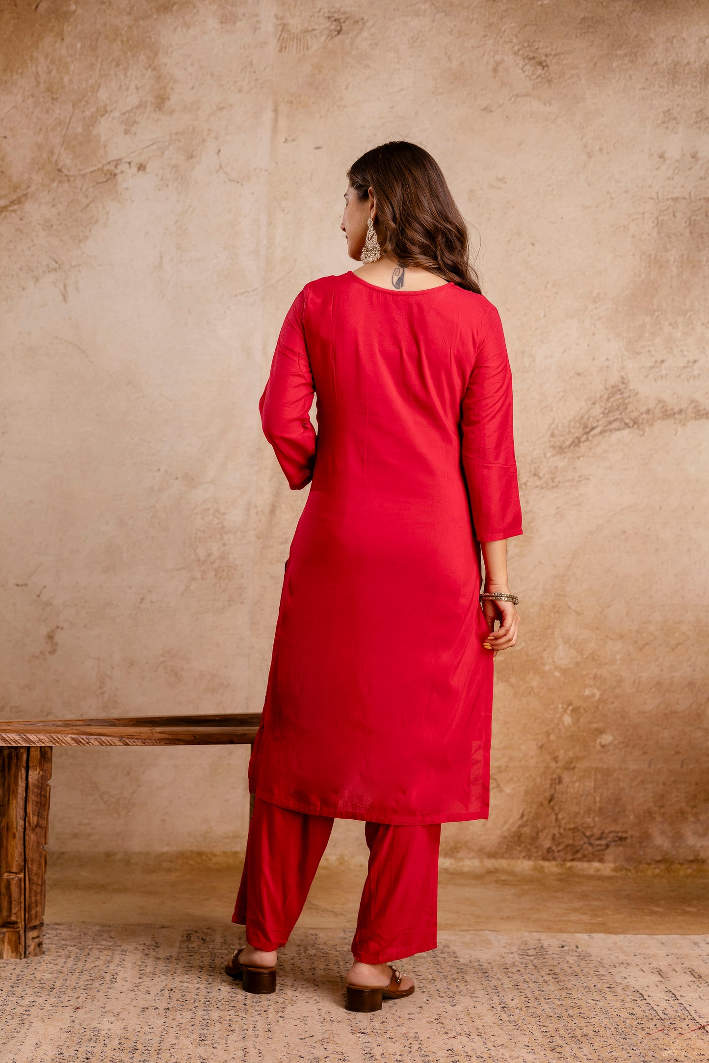 RANI PINK COLOURED WOMEN'S MASLIN KURTA WITH DUPATTA SET