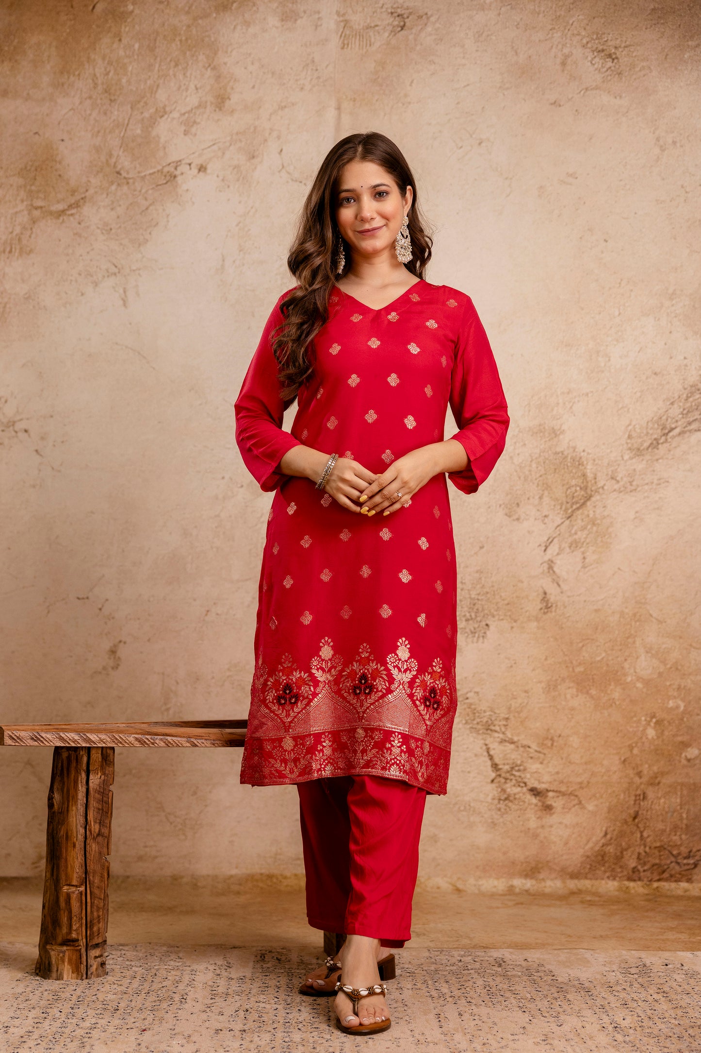 RANI PINK COLOURED WOMEN'S MASLIN KURTA WITH DUPATTA SET