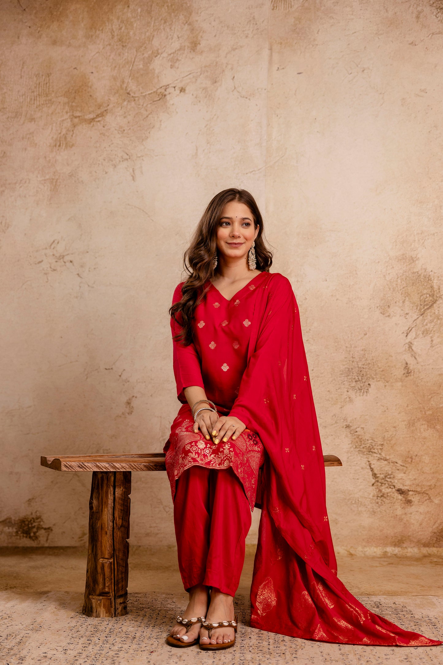 RANI PINK COLOURED WOMEN'S MASLIN KURTA WITH DUPATTA SET