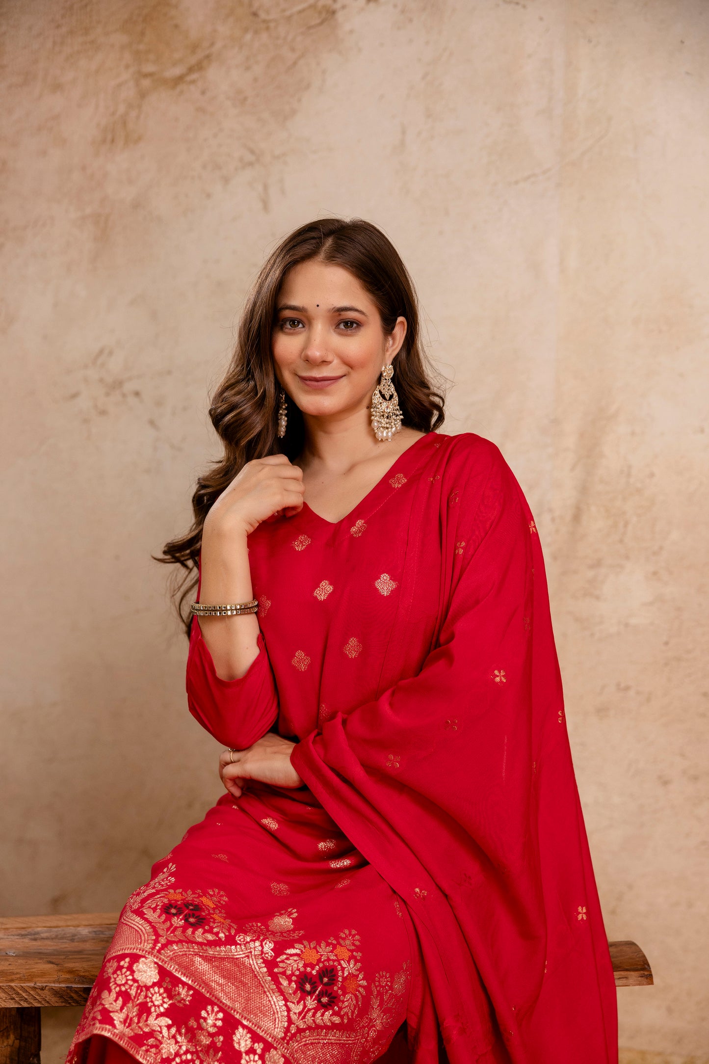 RANI PINK COLOURED WOMEN'S MASLIN KURTA WITH DUPATTA SET
