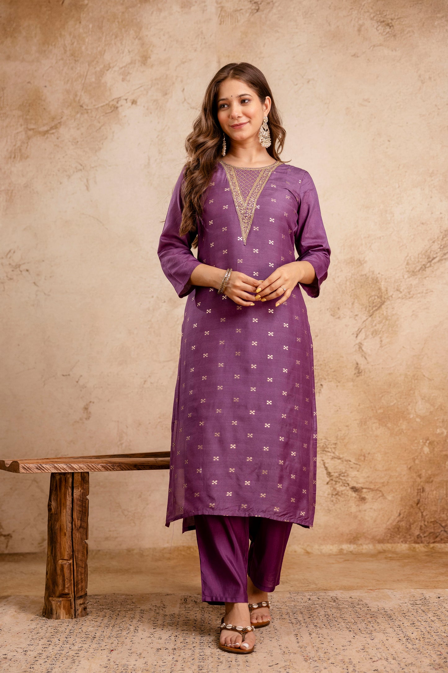 RUST COLOURED WOMEN'S MASLIN KURTA WITH DUPATTA SET