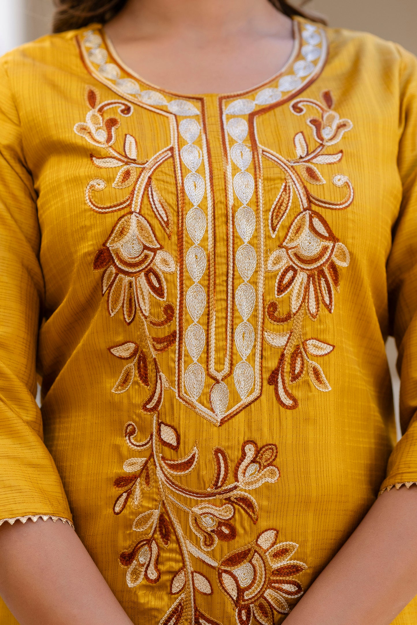 YELLOW COLOURED WOMEN'S P0LYSTER KURTA WITH DUPATTA SET