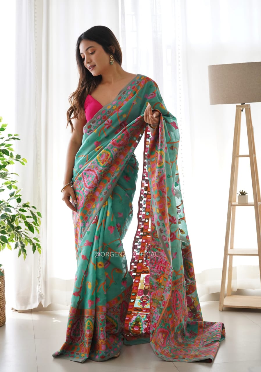 KASHMIRI WEAVING MULTIPLE COLOR THREAD WEAVING PURE ZARI WEAVING RAMA
