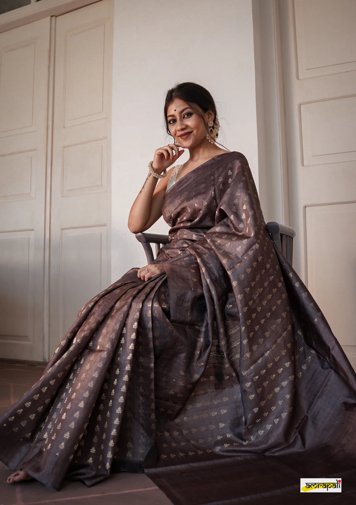 Floral Zari Silk Blend Saree
