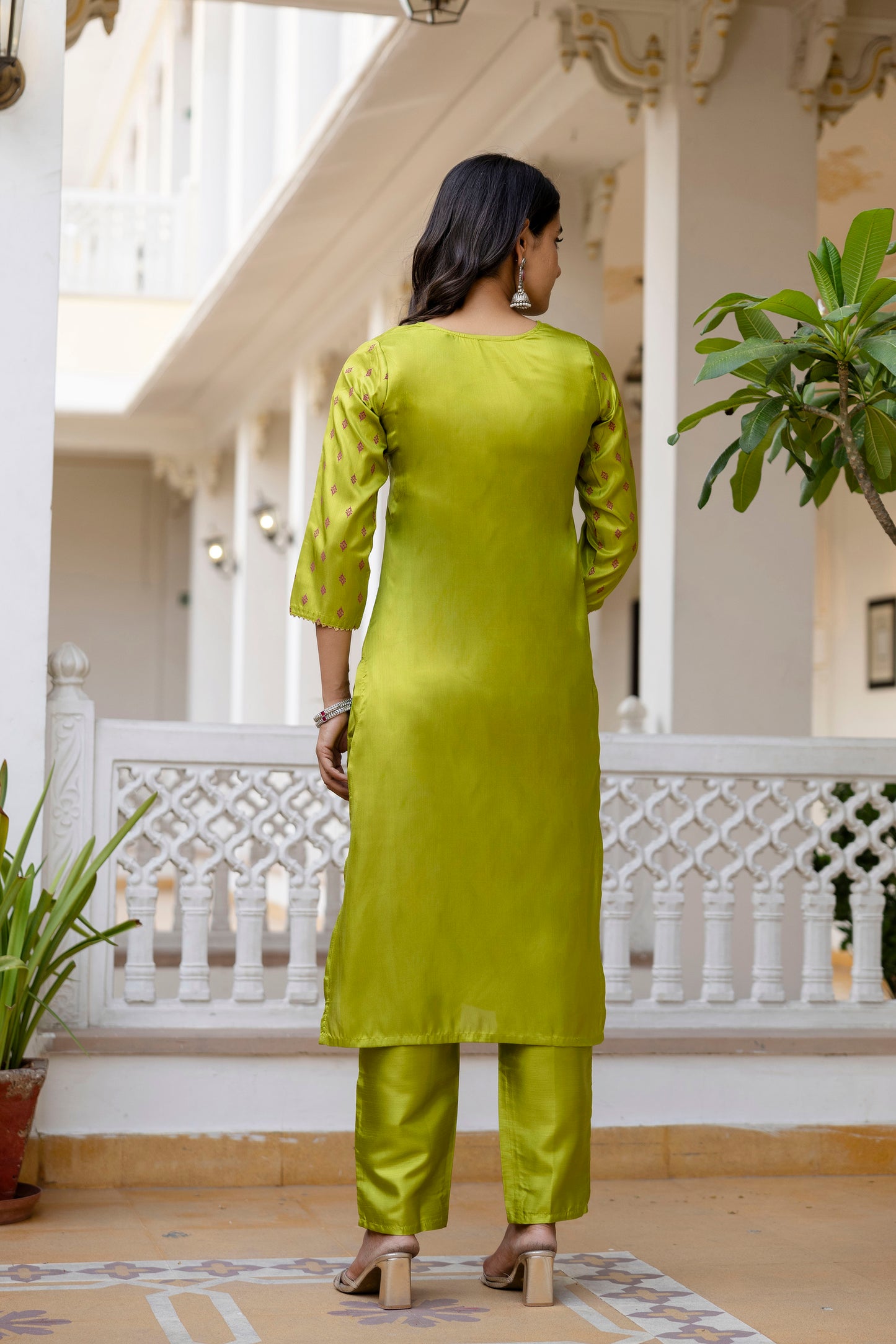 MINT GREEN COLOURED WOMEN'S P0LYSTER KURTA WITH DUPATTA SET