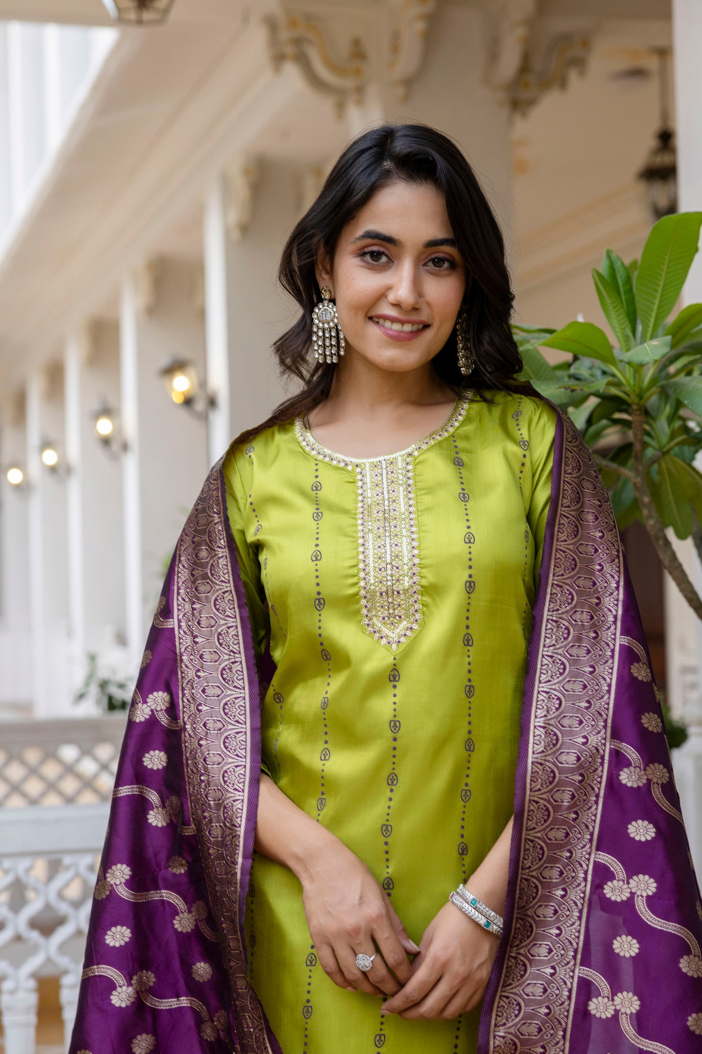 MINT GREEN COLOURED WOMEN'S PURE SILK KURTA WITH DUPATTA SET