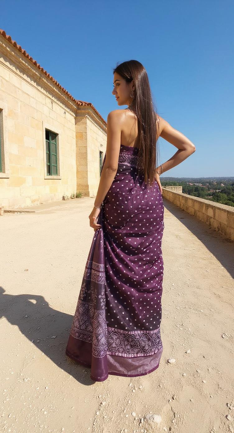 PURPLE DIGITAL PRINTED COTTON SAREE