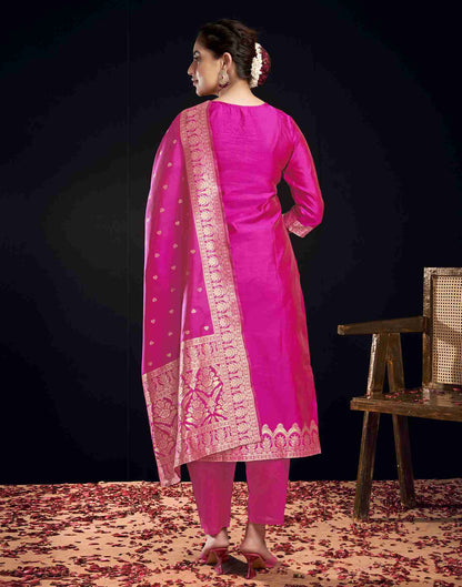 PINK COLOURED WOMEN'S VISCOSE RAYON KURTA WITH DUPATTA SET