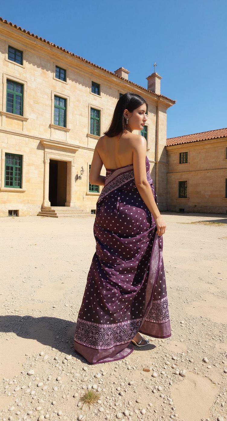 PURPLE DIGITAL PRINTED COTTON SAREE