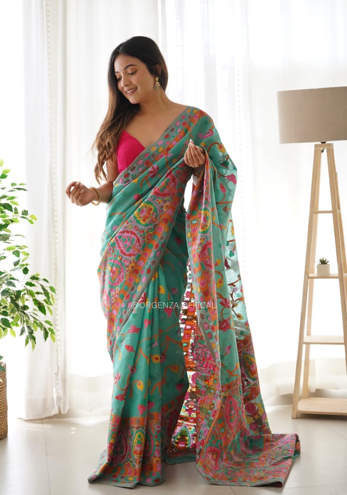 KASHMIRI WEAVING MULTIPLE COLOR THREAD WEAVING PURE ZARI WEAVING RAMA