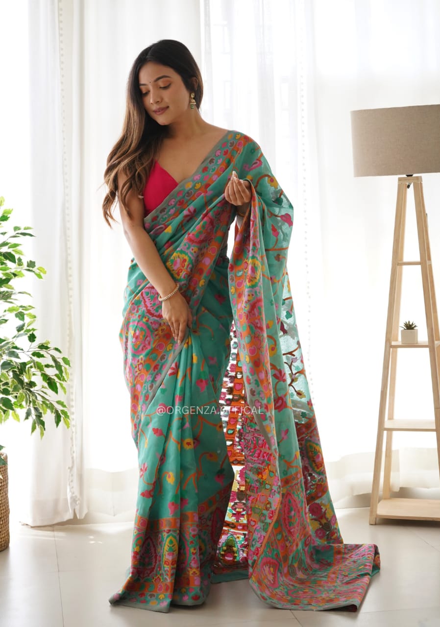 KASHMIRI WEAVING MULTIPLE COLOR THREAD WEAVING PURE ZARI WEAVING RAMA