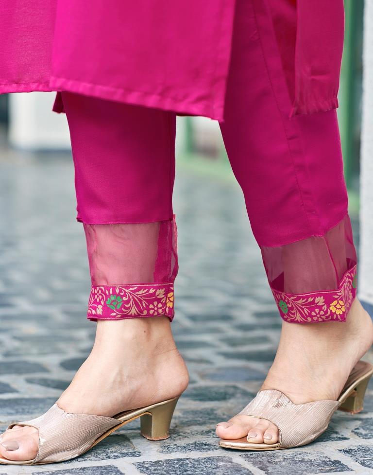 PINK COLOURED WOMEN'S VISCOSE RAYON KURTA WITH DUPATTA SET