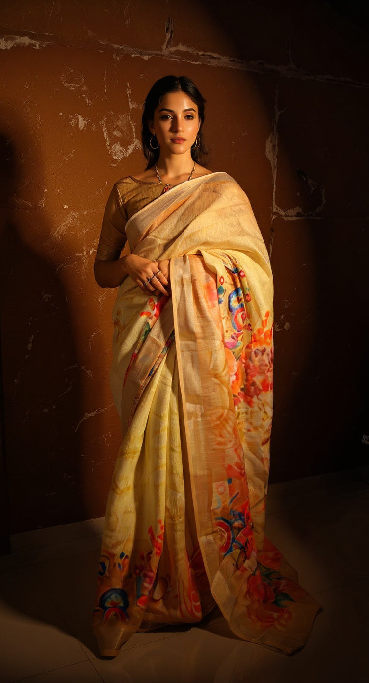 BEAUTIFUL DIGITAL PRINTED COTTON SAREE