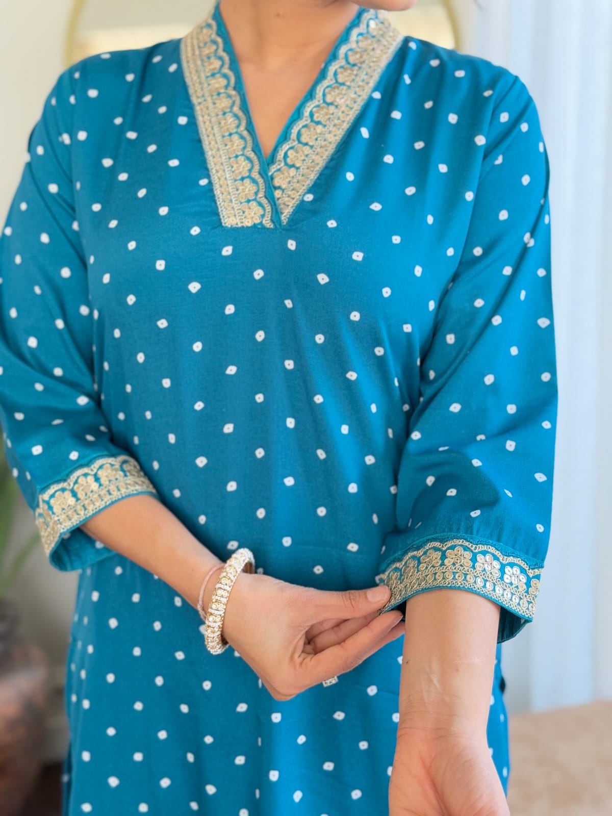 BLUE COLOURED WOMEN'S REYON EMBROIDERED KURTA WITH PANT DUPATTA SET