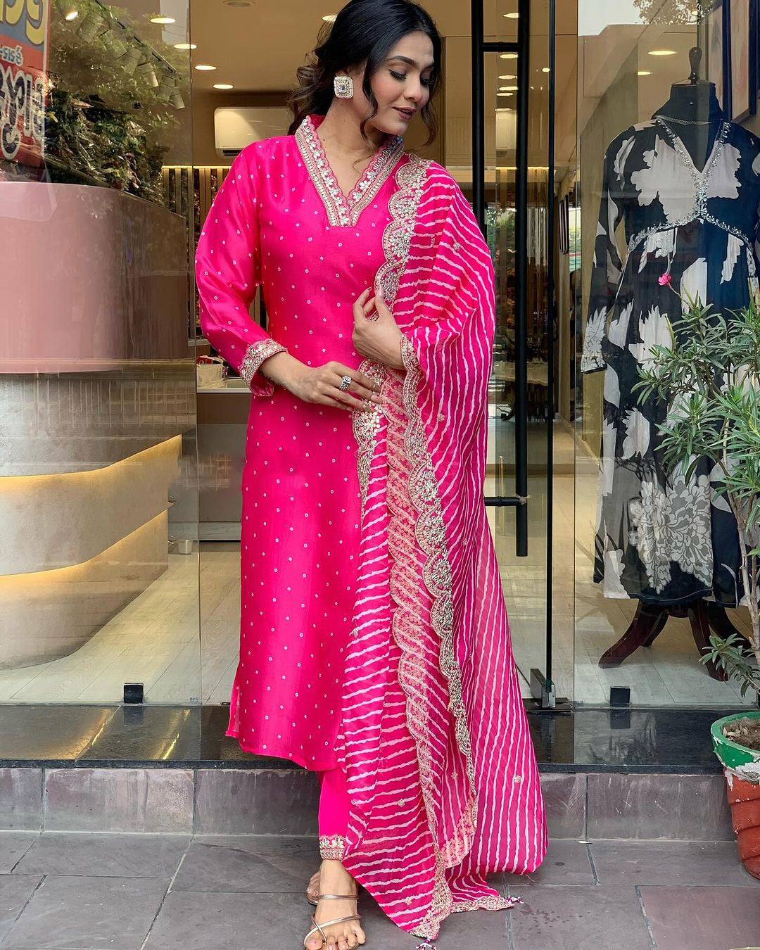 JENNY PINK COLOURED WOMEN'S MUSLIN KURTA SET