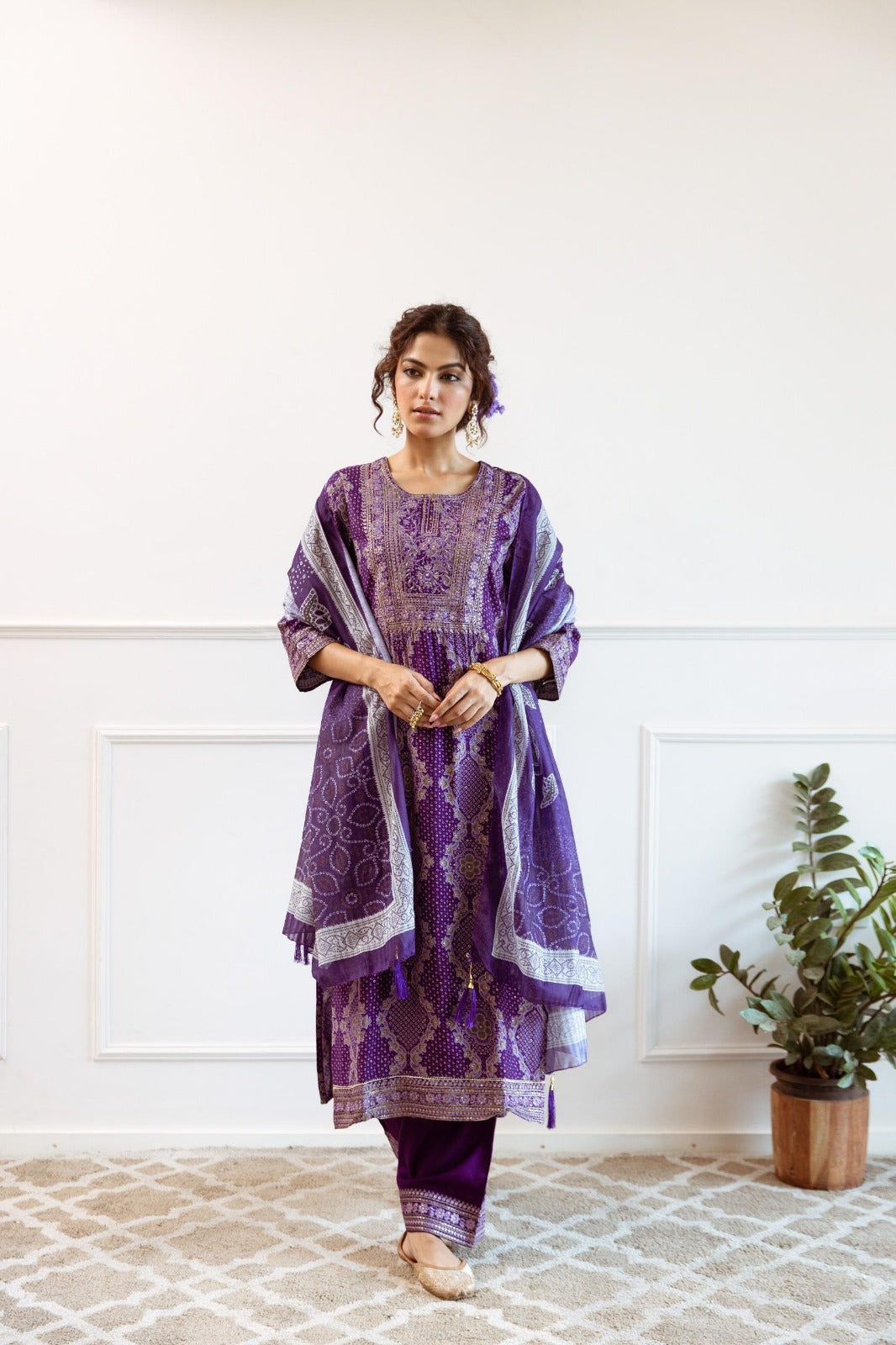 RASHMI PULPLE COLOURED TREDITIONAL WEAR KURTA SET