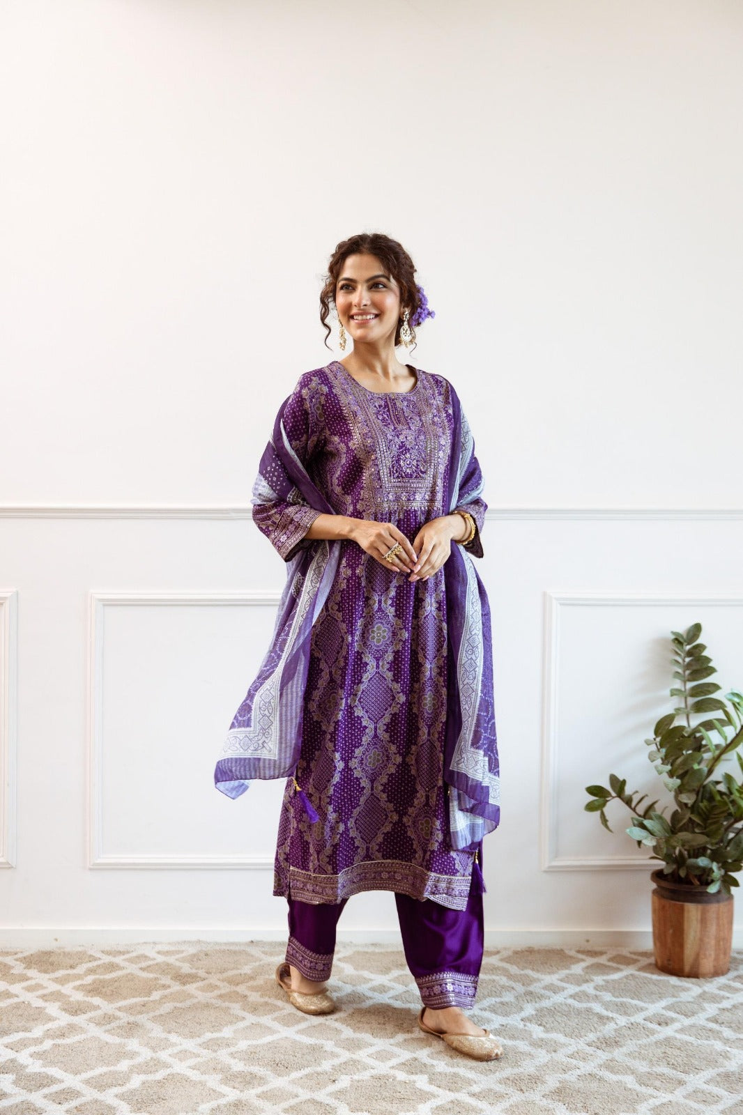 RASHMI PULPLE COLOURED TREDITIONAL WEAR KURTA SET