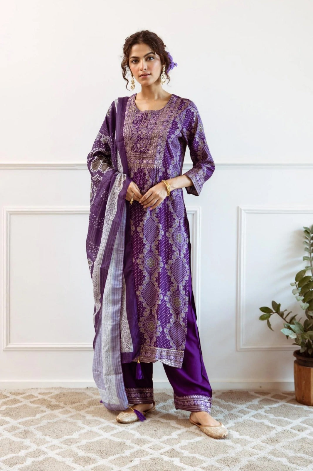 RASHMI PULPLE COLOURED TREDITIONAL WEAR KURTA SET