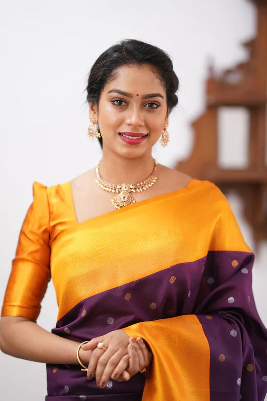 Floral Zari Silk Blend Banarasi Saree