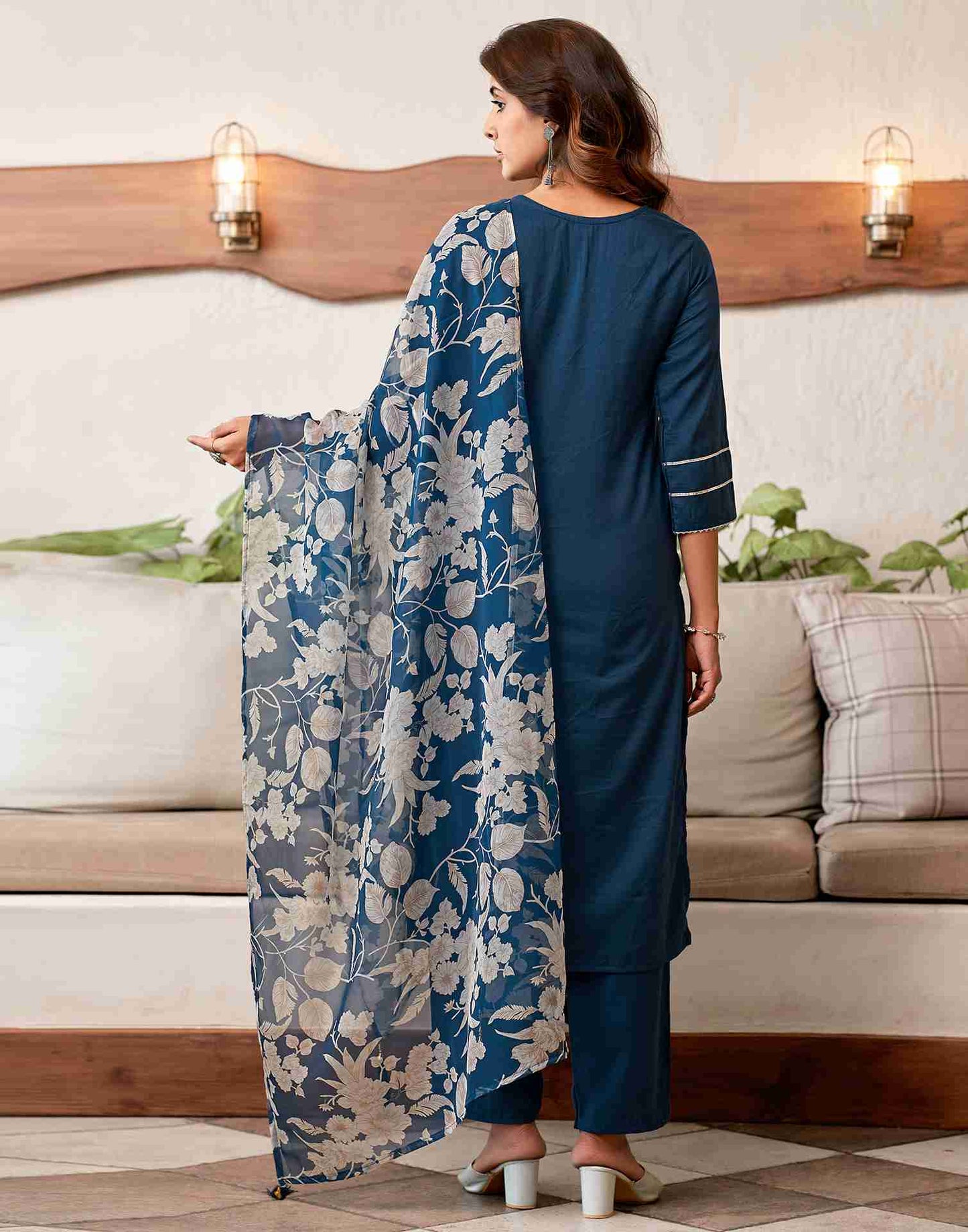NEVYBLUE  COLOURED  WOMEN'S VISCOSE RAYON KURTA WITH  DUPATTA SET