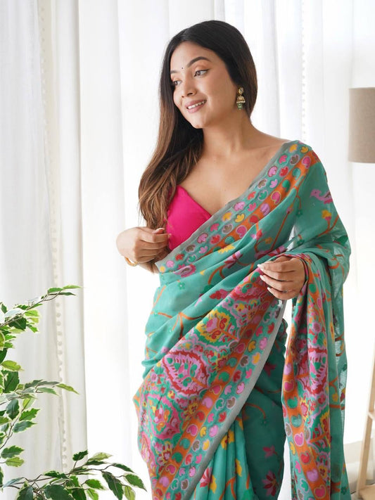KASHMIRI WEAVING MULTIPLE COLOR THREAD WEAVING PURE ZARI WEAVING RAMA