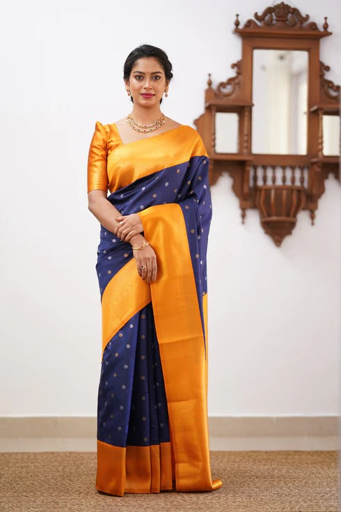 Floral Zari Silk Blend Banarasi Saree
