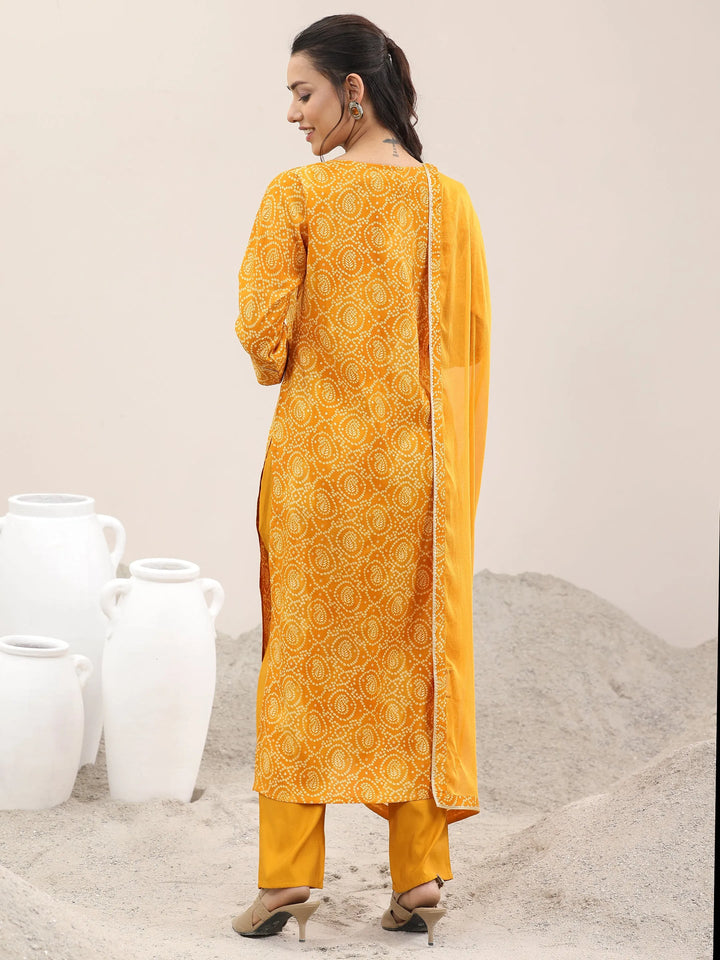 YELLOW COLOURED  WOMEN'S VISCOSE RAYON KURTA WITH  DUPATTA SET
