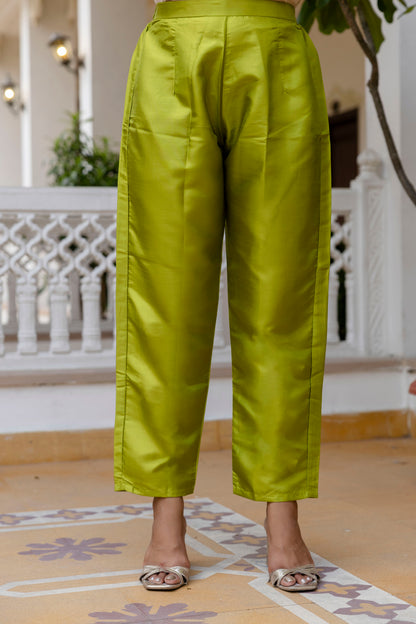 MINT GREEN COLOURED WOMEN'S  PURE SILK  KURTA WITH  DUPATTA SET