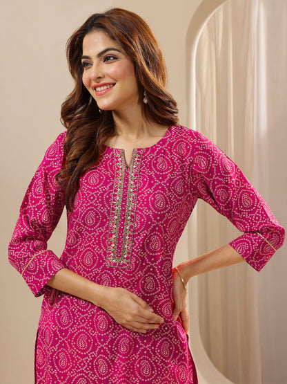 PINK COLOURED  WOMEN'S VISCOSE RAYON KURTA WITH  DUPATTA SET