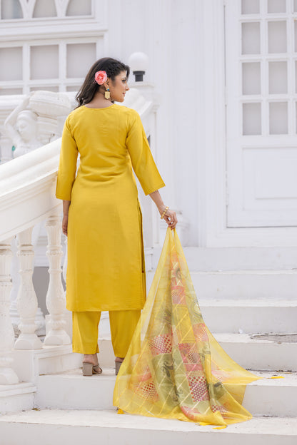YELLOW COLOURED TREDITIONAL WEAR KURTA SET