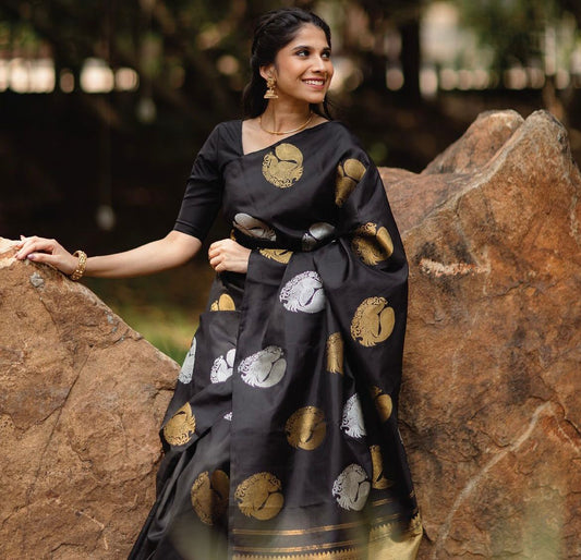 Floral Zari Silk Blend Banarasi Saree
