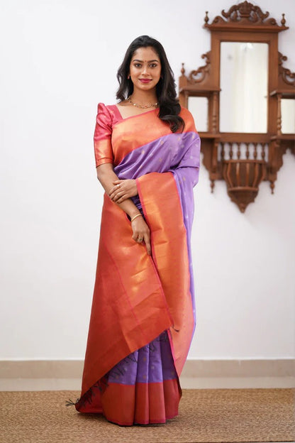 Floral Zari Silk Blend Banarasi Saree