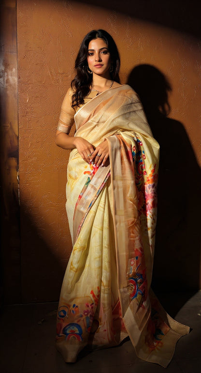 BEAUTIFUL DIGITAL PRINTED COTTON SAREE