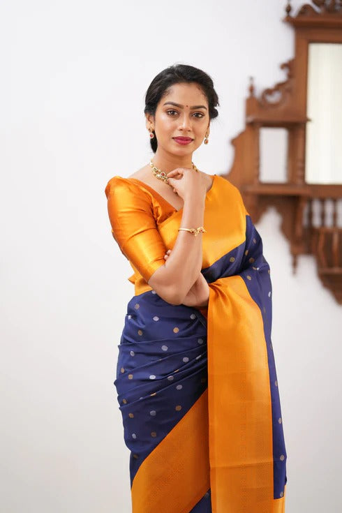 Floral Zari Silk Blend Banarasi Saree