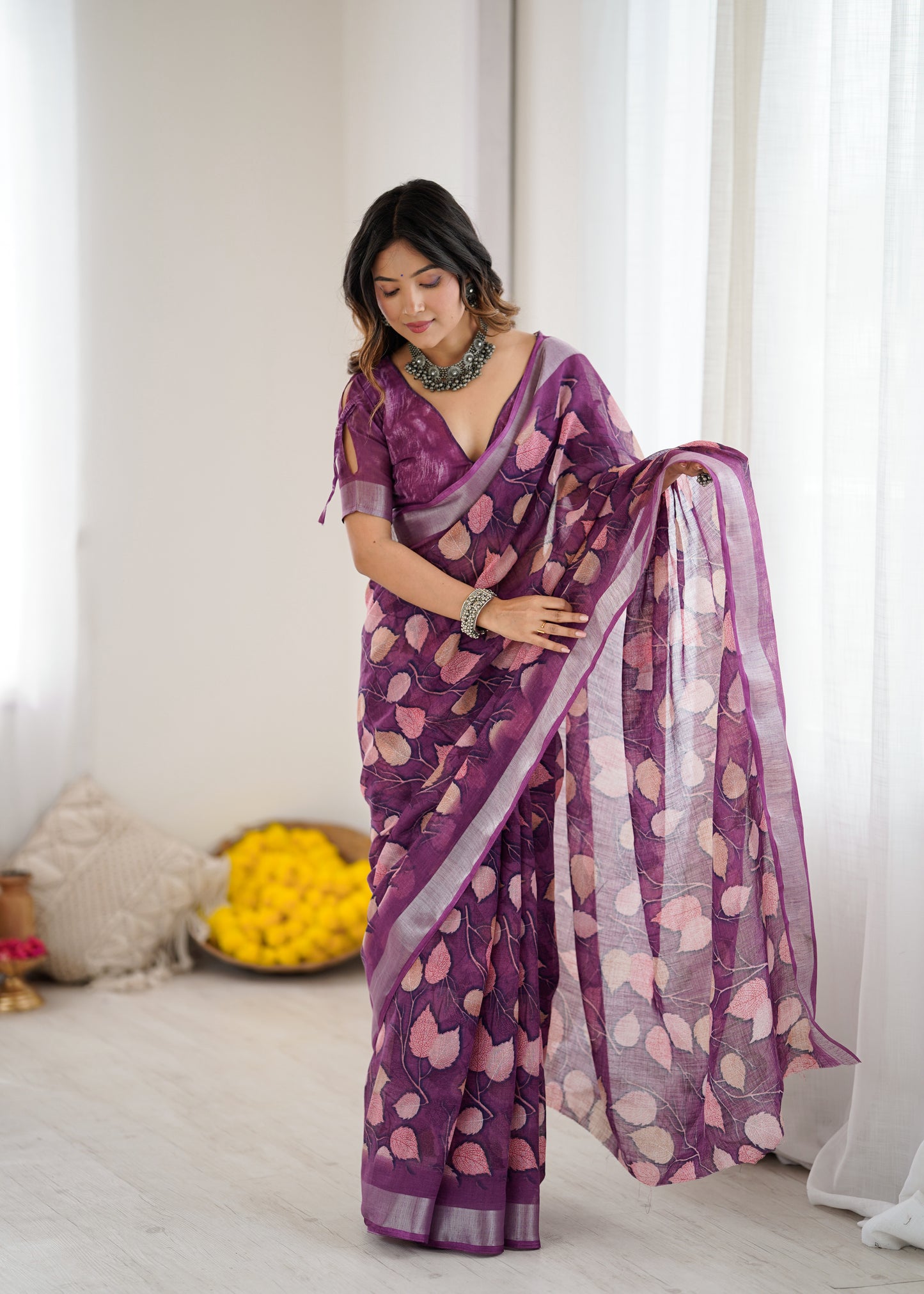 purple Color lilanpatta Saree With Sequence Work