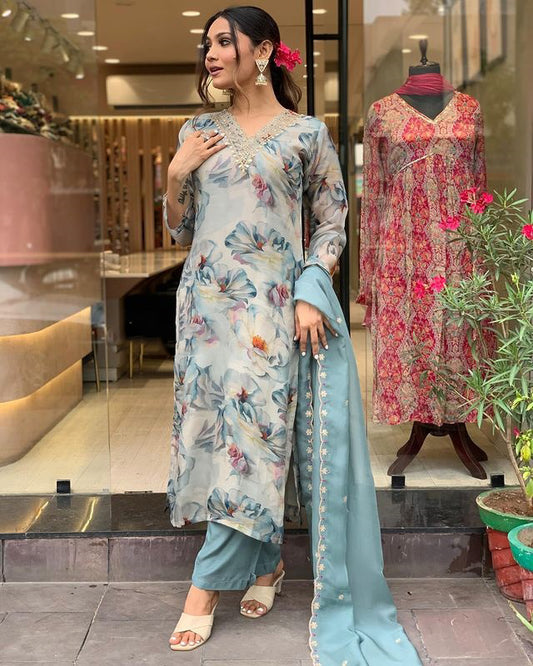 GREY COLOURED WOMEN'S VISCOSE RAYON  KURTA SET