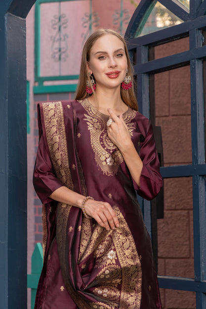 Pashmina Royal Maroon – Embroidered Festive Suit Set