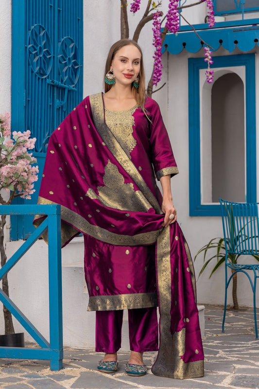 CHEERY COLOURED TREDITIONAL WEAR KURTA SET