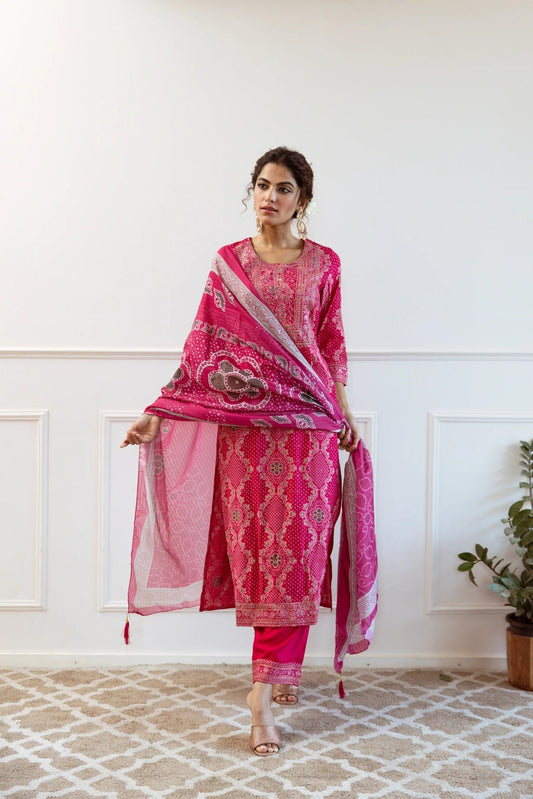 RASHMI PINK   COLOURED TREDITIONAL WEAR KURTA SET