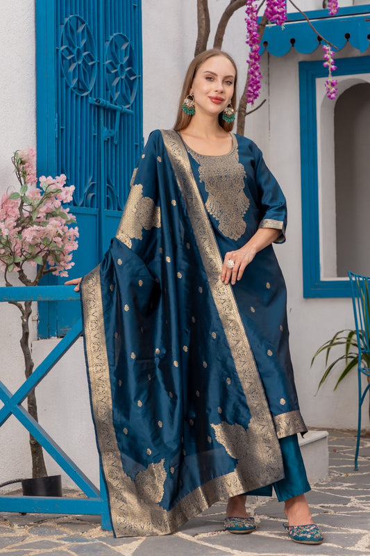TEAL COLOURED TREDITIONAL WEAR KURTA SET