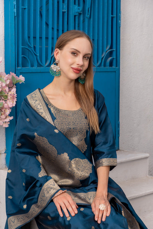 TEAL COLOURED TREDITIONAL WEAR KURTA SET